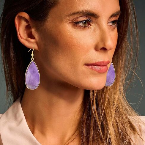 Natural Stone Earrings for Women Teardrop Dangle Earrings Crystal Statement Waterdrop Earring in Saudi Arabia