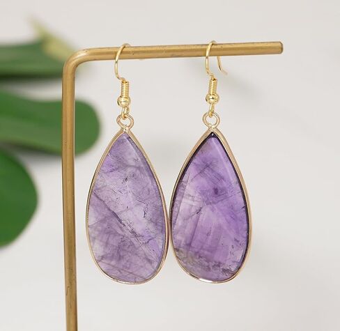 Natural Stone Earrings for Women Teardrop Dangle Earrings Crystal Statement Waterdrop Earring in Saudi Arabia