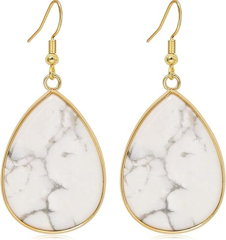 Natural Stone Earrings for Women Teardrop Dangle Earrings Crystal Statement Waterdrop Earring in Saudi Arabia