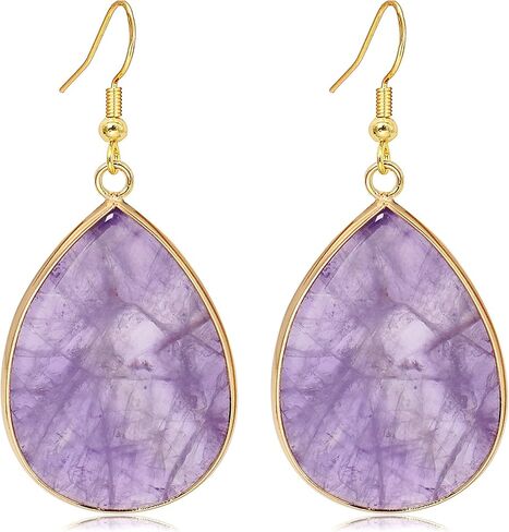 Natural Stone Earrings for Women Teardrop Dangle Earrings Crystal Statement Waterdrop Earring in Saudi Arabia