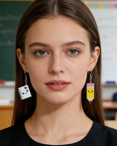 Ronglry Back to School Gifts Teacher Earrings for Women Acrylic Pencil Book First Day of School Earrings Teacher Appreciation Earring Jewelry Gifts in Saudi Arabia