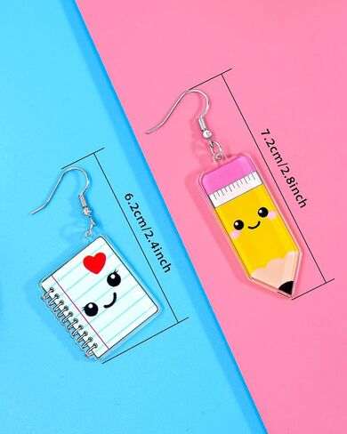 Ronglry Back to School Gifts Teacher Earrings for Women Acrylic Pencil Book First Day of School Earrings Teacher Appreciation Earring Jewelry Gifts in Saudi Arabia