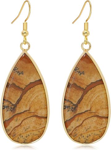 Natural Stone Earrings for Women Teardrop Dangle Earrings Crystal Statement Waterdrop Earring in Saudi Arabia