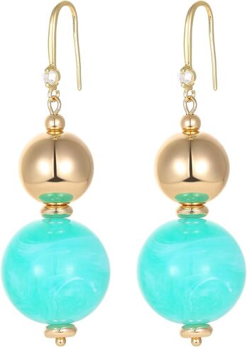GZQ Boho Chunky Beaded Drop Earrings for Women, Resin Beads Dangle Earrings, Lightweight Hypoallergenic Handmade Trendy Statement Jewelry for Daily Party Vacation, Resort, Beach,Sum in Saudi Arabia