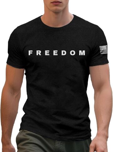 Freedom Shirts for Men 4th of July Tshirt Freedom America Flag Tees Patriotic Crewneck Short Sleeve Top in Saudi Arabia