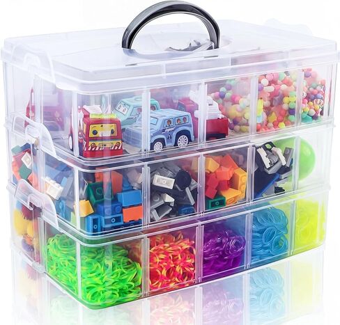 SGHUO 3-Tier Stackable Storage Container Box Bead Organizers and Storage for Craft Storage, Kids Toys, Art Crafts, Jewelry, Beauty Supplies, Sewing Storage in Saudi Arabia