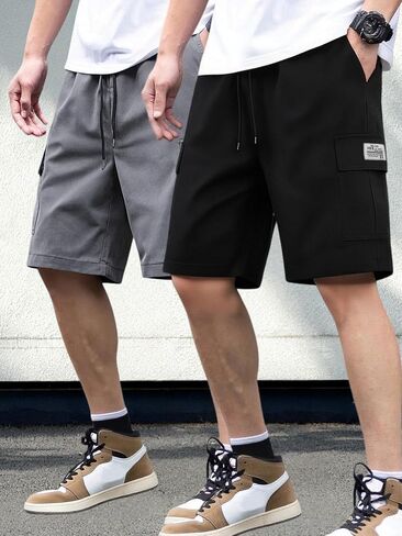 2-Pack Men's Casual Shorts, Quick-Dry Athletic Shorts with Pockets, Streetwear Summer Shorts for Outdoor in Kuwait