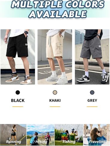 2-Pack Men's Casual Shorts, Quick-Dry Athletic Shorts with Pockets, Streetwear Summer Shorts for Outdoor in Kuwait