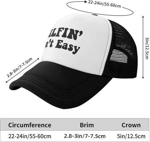 Milfin Aint Easy Funny Gag Trucker Hat for Adult Humor Adjustable Mesh Sport Baseball Caps for Women Men Black in Kuwait