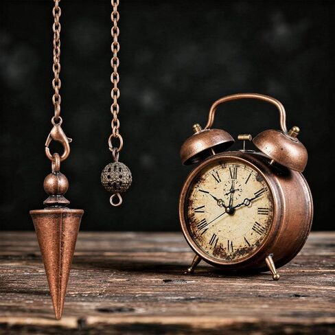 Amaxiu 1 قطعة البندول النحاسي للعرافة والتغطيس، قلادة مخروطية مدببة 9 بوصة مع سلسلة أداة التغطيس المثالية للشفاء الروحي شاكرا التوازن التوجيه ولوازم السحر in Kuwait