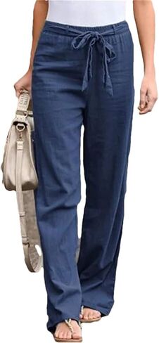 Women's Drawstring Narrow Wide Leg Pants High Waist Spring and Autumn Casual Slim Straight Pants in Kuwait