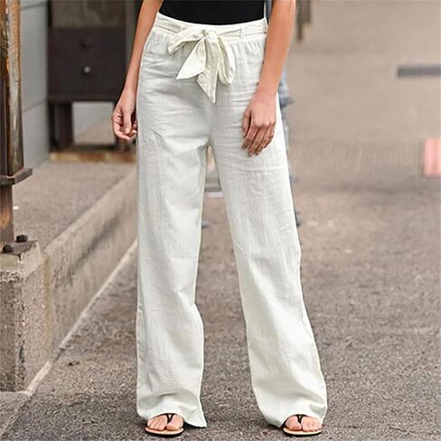 Women's Drawstring Narrow Wide Leg Pants High Waist Spring and Autumn Casual Slim Straight Pants in Kuwait