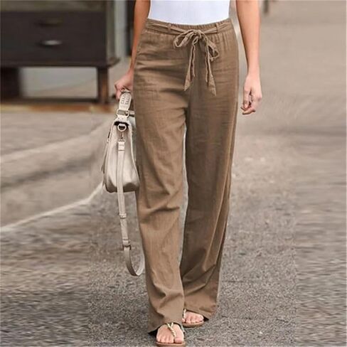 Women's Drawstring Narrow Wide Leg Pants High Waist Spring and Autumn Casual Slim Straight Pants in Kuwait