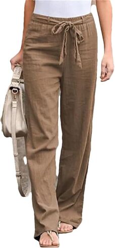 Women's Drawstring Narrow Wide Leg Pants High Waist Spring and Autumn Casual Slim Straight Pants in Kuwait