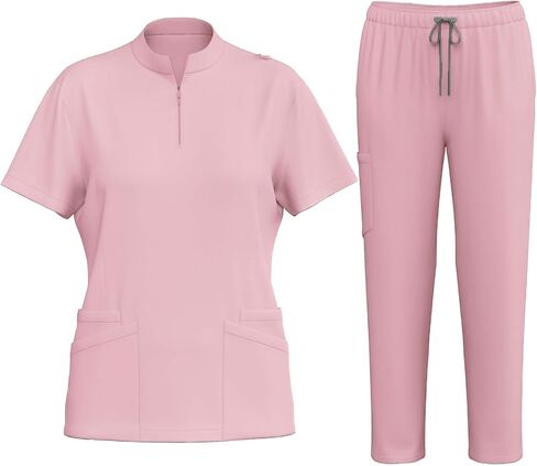 Ctreela Women Housekeeping Uniforms Scrub Sets for Woman Nursing Uniform Top & Drawstring Jogger Pants Matching Workwear in Saudi Arabia