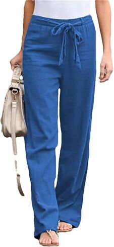 Women's Drawstring Narrow Wide Leg Pants High Waist Spring and Autumn Casual Slim Straight Pants in Kuwait