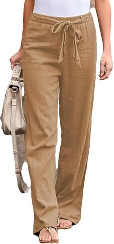 Women's Drawstring Narrow Wide Leg Pants High Waist Spring and Autumn Casual Slim Straight Pants in Kuwait