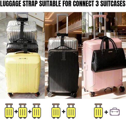 Luggage Connector Straps for Suitcases – Heavy Duty Adjustable Travel Straps for 2-3 Bags, TSA-Friendly Luggage Belt for Connecting Multiple Suitcases, Airport & Train Travel Accessories in Saudi Arabia