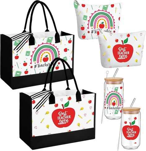 Hushee 6 Pcs Teacher Appreciation Gift for Women, End of The Year Thank You Teacher Gift Tote Bag, Tumbler, and Makeup Bag in Kuwait