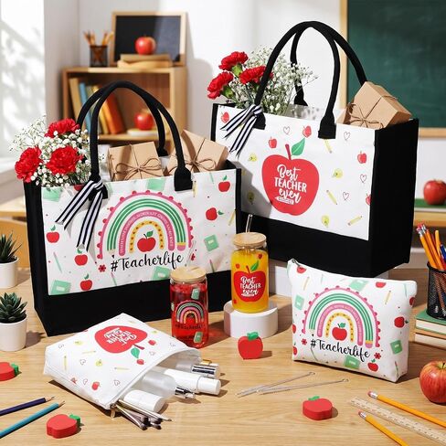 Hushee 6 Pcs Teacher Appreciation Gift for Women, End of The Year Thank You Teacher Gift Tote Bag, Tumbler, and Makeup Bag in Kuwait