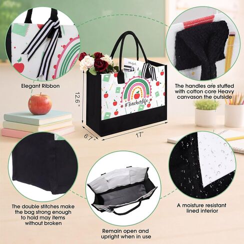 Hushee 6 Pcs Teacher Appreciation Gift for Women, End of The Year Thank You Teacher Gift Tote Bag, Tumbler, and Makeup Bag in Kuwait