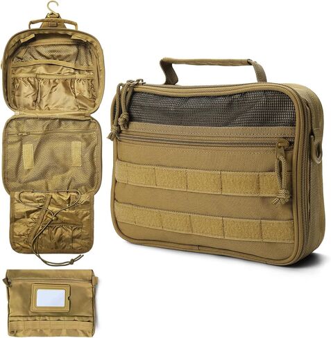Mens Toiletry Travel Bag Tactical Toiletry Bag for Men Bathroom Dopp Kit Hanging Travel Toiletry Bag for Men Shaving Hygiene Bag Travel Toiletry Organizer Short Trips Bag, Brown in Saudi Arabia