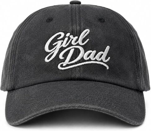 Girl and Dad Hat for Men, Washed Cotton Adjustable Baseball Cap with White Script Embroidery in Saudi Arabia