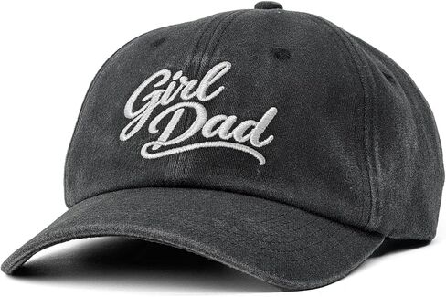 Girl and Dad Hat for Men, Washed Cotton Adjustable Baseball Cap with White Script Embroidery in Saudi Arabia