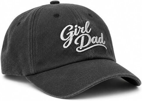 Girl and Dad Hat for Men, Washed Cotton Adjustable Baseball Cap with White Script Embroidery in Saudi Arabia