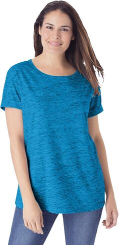 Woman Within Plus Size Marled Cuffed-Sleeve Tee in Kuwait