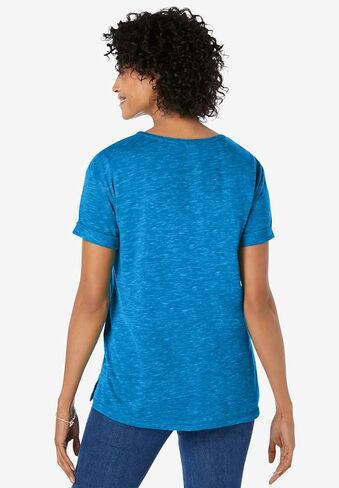 Woman Within Plus Size Marled Cuffed-Sleeve Tee in Kuwait