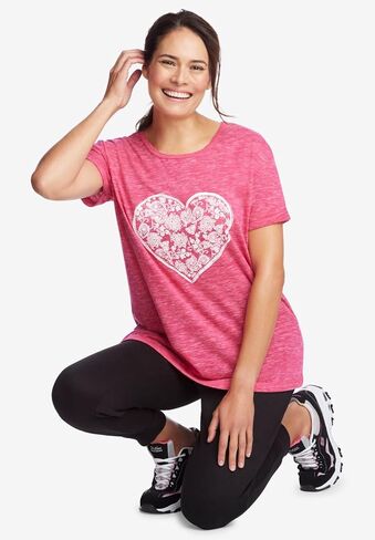 Woman Within Plus Size Marled Cuffed-Sleeve Tee in Kuwait