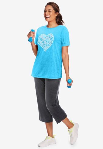 Woman Within Plus Size Marled Cuffed-Sleeve Tee in Kuwait