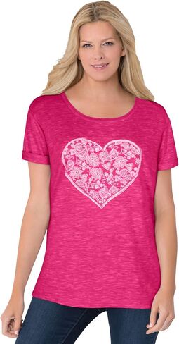 Woman Within Plus Size Marled Cuffed-Sleeve Tee in Kuwait