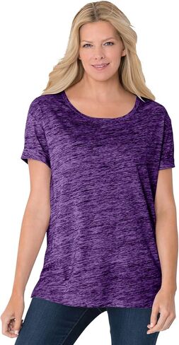 Woman Within Plus Size Marled Cuffed-Sleeve Tee in Kuwait