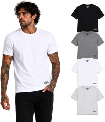 Von Dutch Mens T Shirt - 4 Pack Soft Cotton Blend Stylish Pullover Classic Crewneck Short Sleeve Shirts for Men in Saudi Arabia