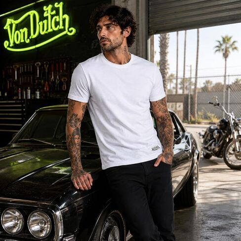 Von Dutch Mens T Shirt - 4 Pack Soft Cotton Blend Stylish Pullover Classic Crewneck Short Sleeve Shirts for Men in Saudi Arabia