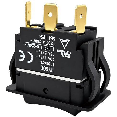 HY60C 3-Pin Rocker Switch (ON)-Off-(ON) 20A/125V~ 15A/277V Heavy-Duty Switch for Motors, Tools & Industrial Equipment in Saudi Arabia