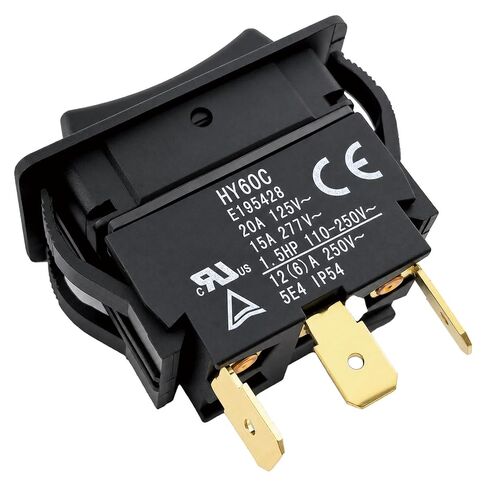 HY60C 3-Pin Rocker Switch (ON)-Off-(ON) 20A/125V~ 15A/277V Heavy-Duty Switch for Motors, Tools & Industrial Equipment in Saudi Arabia