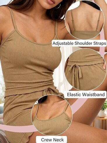 Women Pajamas Sets 2 Piece Cute Sexy Lingerie Sleepwear Lounge PJs Matching Sets for Women Ruffle Cami Tank Top Nightwear in Kuwait