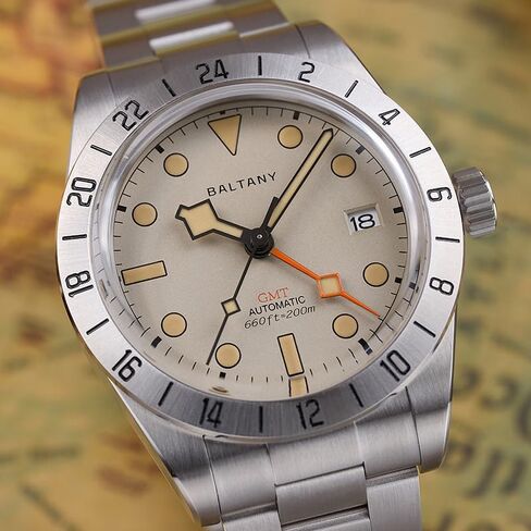 Baltany S6073 GMT Auto Watch, Retro 200M Waterproof Men Watch with Date Function in Saudi Arabia