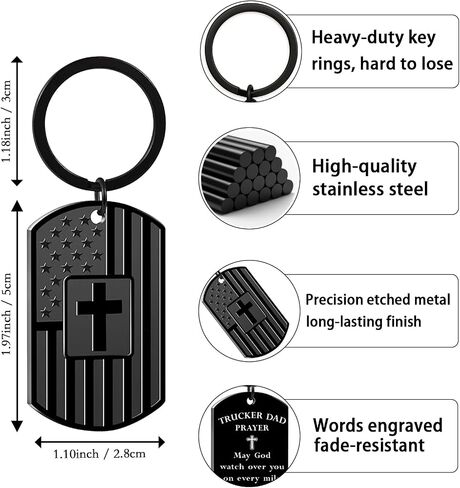 Fathers Day Gift for Trucker Dad - Trucker Dad Prayer Cross Keychain - Faith Protection Gift for Truck Driver Dad, Father’s Day, Birthday, Christmas in Saudi Arabia