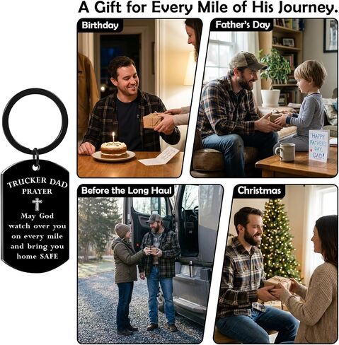 Fathers Day Gift for Trucker Dad - Trucker Dad Prayer Cross Keychain - Faith Protection Gift for Truck Driver Dad, Father’s Day, Birthday, Christmas in Saudi Arabia