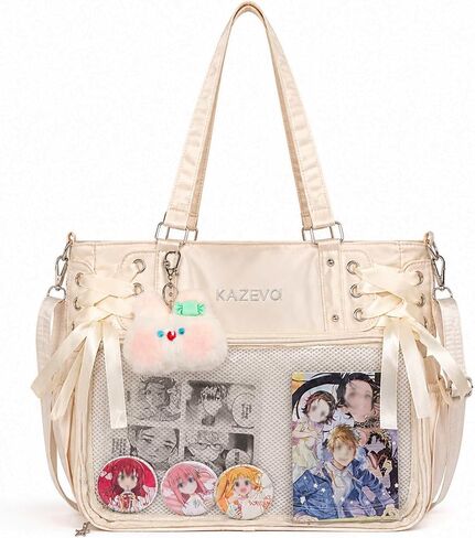 Large Ita Crossbody Tote Bag, Cute Messenger Style Ita Bag, Kawaii Ita Crossbody Bag, Disney Pin Bag, Harajuku Japanese Bag in Kuwait