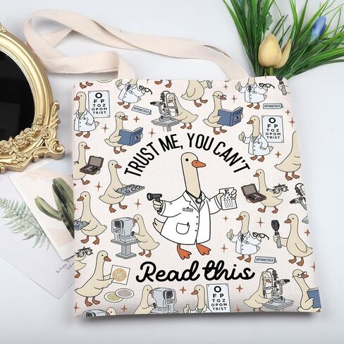 KUIYAI Ophthalmologist Appreciation Tote Bag Goose Optometrist Gift Optometry Eye Doctor Gift Trust Me You Can’t Read This in Kuwait
