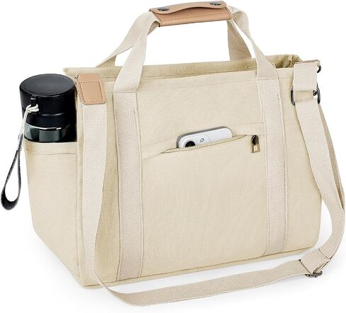 NATINSA Canvas Tote Bag with Multiple Pockets for Women, Cute Crossbody Shoulder Bag Casual Hobo Messenger Purse Handbag in Kuwait