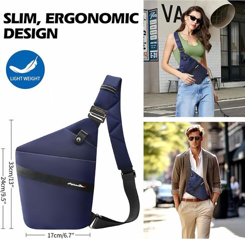 Anti-Theft Crossbody Bag for Women & Men - Pickpocket Proof Lockable Zipper, RFID Blocking, Hidden Pockets & Slash-Resistant Slim Sling Bag For Travel (Navy) in Saudi Arabia