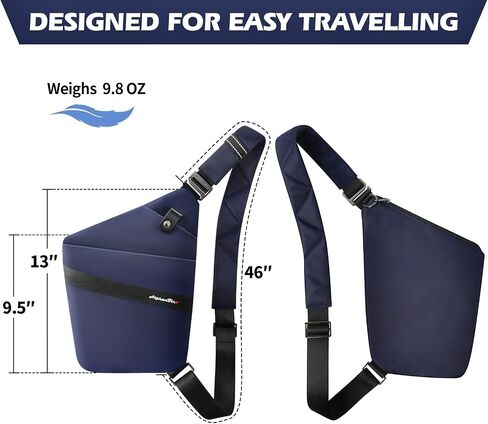Anti-Theft Crossbody Bag for Women & Men - Pickpocket Proof Lockable Zipper, RFID Blocking, Hidden Pockets & Slash-Resistant Slim Sling Bag For Travel (Navy) in Saudi Arabia