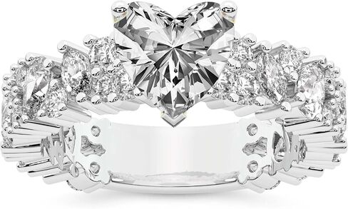 FRIENDLY DIAMONDS Lab Grown Diamond Engagement Ring | Skylar Side Stone Encrusted Diamond Ring | 6 Carat, White Gold, VS1-VS2 Clarity, Modern Style, Halo Setting, 12 Stones, Pave Setting, Female, Ring in Saudi Arabia