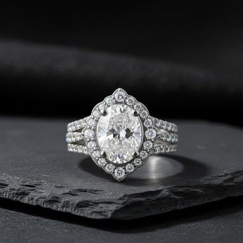 1.5 Carat Oval Cut Moissanite Engagement Ring for Women 925 Sterling Silver 18K Gold Plated Vintage Promise Ring Anniversary Jewelry Gift for Her(VVS1 D Color) in Saudi Arabia